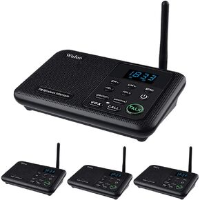 Wuloo Intercoms Wireless for Home 1 Mile Range 22 Channel 100 Digital Code Display Screen, Wireless Intercom System for Home House Business Office, Room to Room Intercom Communication(4Stations Black)