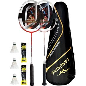 Badminton Rackets Set of 2, Upgrade Carbon Lightweight Aldult Badminton Racket for Professional Athletes Training and Competition