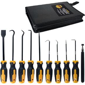 Dura-Gold 10-Piece Hook and Pick Set with Scraper & Magnetic Telescoping Pick Up Tool Kit - Heavy-Duty Precision Puller Hooks 45, 90, 135 Degree Angles - Gasket Scraping Hose Removal, Auto, Electronic