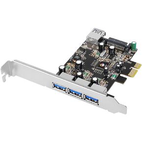SIIG Legacy & Beyond JU-P40611-S2 Superspeed DP 4 Ports PCI-e to USB 3.0 High Performance Adapter Card With 15Pin SATA Power, 3x9-pin External and 1x9-pin Internal Connector