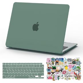 G JGOO Compatible with MacBook Air 13 Inch Case M1 2022 2021 2020 2019 2018 Release A2337 A2179 A1932, Slim Matte Plastic Hard Shell Case Cover & 50PCS Laptop Stickers & Keyboard Cover, Airy Blue