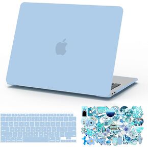 حافظة G JGOO متوافقة مع جهاز MacBook Air 13 بوصة 2021 2020 2019 2018 إصدار M1 A2337 A2179 A1932، حافظة صلبة من البلاستيك غير اللامع و50 قطعة من ملصقات الكمبيوتر المحمول وغطاء لوحة المفاتيح، أخضر منتصف الليل