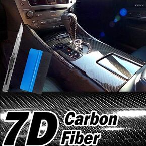 LZLRUN 7D Carbon Fiber High Gloss Vinyl Wrap Sticker with Air Realease Bubble Free Anti-Wrinkle Come with Installation Tool (1FT X 10FT)