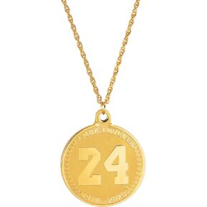 Forever 24KT Gold Plated 2 sided Medallion Memorial Necklace | Rope 24" Goldtone Chain | Basketball Tribute to Number 8, 24 Jersey | 1978-2020 G.O.A.T