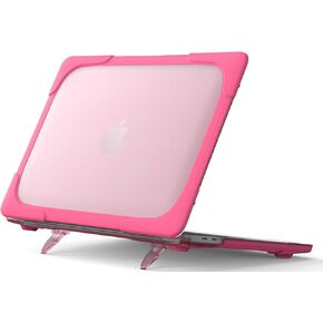 for MacBook Pro 13 Inch 2023 M2, 2022 2020 M1 A2338/ A2289/ A2251, Heavy Duty Hard Shell Case with Dual Layer Protective Cover and Kickstand for MacBook Pro 13-inch -Rosered