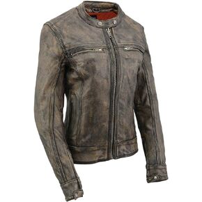 Milwaukee Leather MLL2550 Women's Scooter Distressed Brown Leather Vented Motorcycle Jacket