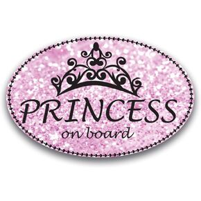 Magnet Me Up Princess On Board Car Magnet Sparkly Glitter Deca, Pink Oval, 4x6 Inches, Heavy-Duty Automotive Magnet for Car, Truck, SUV, Refrigerators, Other Surfaces Cute Driver Magnet