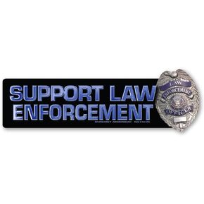 Support Law Enforcement with Badge Bumper Strip Magnet by Magnet America is 2.375" x 7.5" Made for Vehicles and Refrigerators