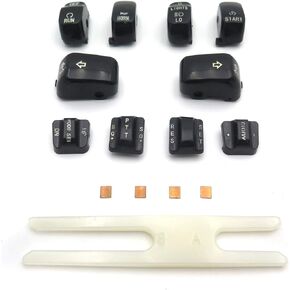 HTTMT MT420-001-BK Black Hand Controls Switch Housing Buttons Caps Cover Compatible with Harley Touring 1996-2013 FLHTCU/FLHTK/FLTR/FLTRU and 2009-2013 FLHTCUTG
