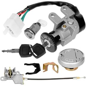 HIAORS GY6 49cc 50cc Ignition Switch Key Lock Gas Tank Cap Set for TaoTao ATM50-A Peace Roketa Maui MC-08-50 Jonway YY50QT-6 Beta50 NST Tank Urban SL50QT-7 Sunl Sporty VIP peace sports Scooter Moped
