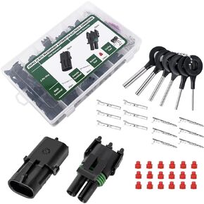 502Pcs 28 Kits Waterproof Automotive Electrical Connectors 1/2/3/4 Male&Female Pin 22-14AWG Wire Harness Spark Plug Connector Terminals Plug Kit Car