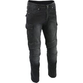 Milwaukee Leather MDM5010 Men's Black Knee Flex Armored Straight Cut Motorcycle Denim Jeans Reinforced with Aramid Fibers