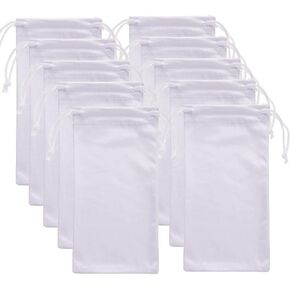 10 Packs-Microfiber Sunglasses Glasses Gadgets Cleaning and Storage Pouch Drawstring Bag（White）