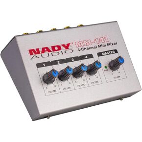 Nady MM-141 4-Channel mono unbalanced Mini Mixer – ¼" Inputs & output – Portable - Battery powered or use optional AC adapter …
