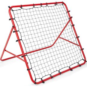 Football Soccer Rebounder Net 39.4 x 39.4'' Foldable Training Rebounder Net Target Goal Rebound Net Adjustable Easy Set up Iron Frame Soccer Bounce Back Net for Volleyball Basketball Baseball