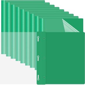Teling 100 Pcs Plastic Report Covers with 3 Prong Fasteners 11.42 x 9.45 Inch Clear Front Report Covers Bulk Presentation Folders with Clear Cover for School Document(Black)