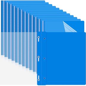 Teling 100 Pcs Plastic Report Covers with 3 Prong Fasteners 11.42 x 9.45 Inch Clear Front Report Covers Bulk Presentation Folders with Clear Cover for School Document(Black)
