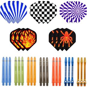 2 Sets 53mm Aluminum and 5 Sets PC Darts Shafts with 5 Sets Darts Flights
