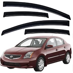 Lightronic WV94165 Outside-Mount Side Window Visors Deflectors Vent Rain Guards, Dark Smoke, 4-Pieces Set, Fits 2007-2012 Nissan Sentra