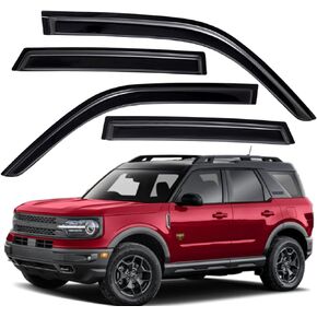 Lightronic WV94713 Outside-Mount Side Window Deflectors & Visors Rain Guards, Dark Smoke, 4-Pieces Set, Fits 2021-2024 Ford Bronco Sport