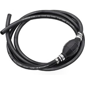 Tnisesm 5/16" Fuel Line Assembly, Nylon Braided Fuel Line Hose NBR Rubber Marine Outboard Boat Motor RVs Fuel Assembly with Primer Bulb 304 Steel Hose Clamps 6FT