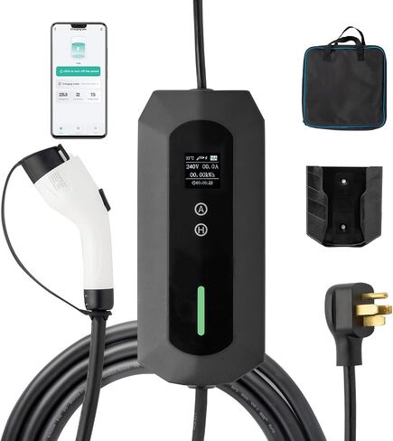 Winado Level 1-2 EV Charger, 16A 25FT Portable Car Charger, 120-240V Adapter Electric Vehicle Charging Station with NEMA 5-15 & 6-20 Plugs for Home in Saudi Arabia