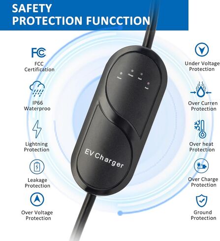 شاحن Winado Level 1-2 EV، شاحن سيارة محمول 16A 25FT، محطة شحن السيارة الكهربائية بمحول 120-240 فولت مع مقابس NEMA 5-15 و6-20 للمنزل in Kuwait