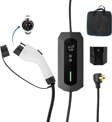 Winado Level 1-2 EV Charger, 16A 25FT Portable Car Charger, 120-240V Adapter Electric Vehicle Charging Station with NEMA 5-15 & 6-20 Plugs for Home in Saudi Arabia