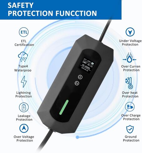 Winado Level 1-2 EV Charger, 16A 25FT Portable Car Charger, 120-240V Adapter Electric Vehicle Charging Station with NEMA 5-15 & 6-20 Plugs for Home in Saudi Arabia