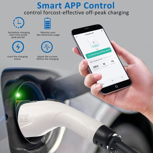 Winado Level 1-2 EV Charger, 16A 25FT Portable Car Charger, 120-240V Adapter Electric Vehicle Charging Station with NEMA 5-15 & 6-20 Plugs for Home in Saudi Arabia