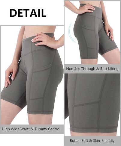 Women's Yoga Shorts High Waist with Pockets Workout Sports Shorts in Saudi Arabia