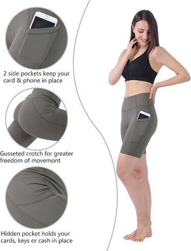 Women's Yoga Shorts High Waist with Pockets Workout Sports Shorts in Saudi Arabia