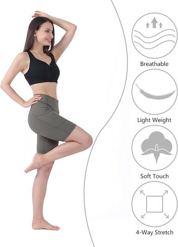 Women's Yoga Shorts High Waist with Pockets Workout Sports Shorts in Saudi Arabia