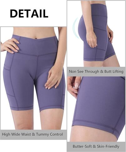 Women's Yoga Shorts High Waist with Pockets Workout Sports Shorts in Saudi Arabia