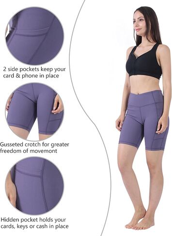 Women's Yoga Shorts High Waist with Pockets Workout Sports Shorts in Saudi Arabia