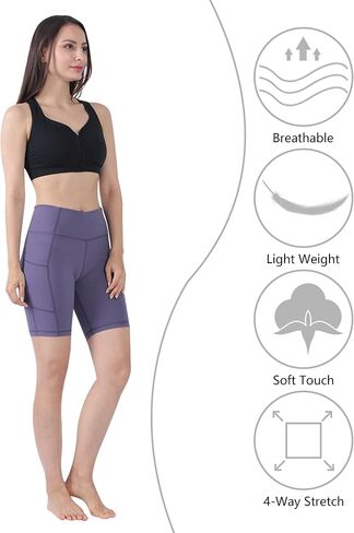 Women's Yoga Shorts High Waist with Pockets Workout Sports Shorts in Saudi Arabia