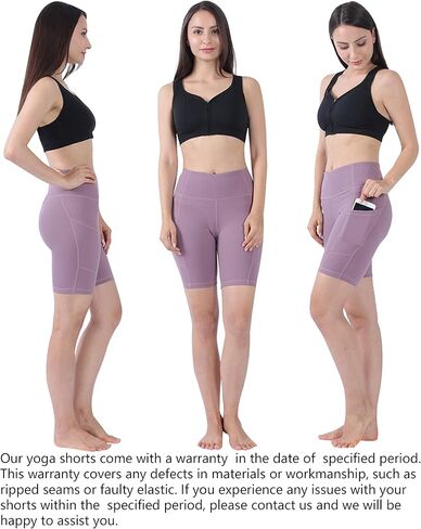 شورت يوغا نسائي عالي الخصر مع جيوب شورت رياضي للتمرين in Kuwait