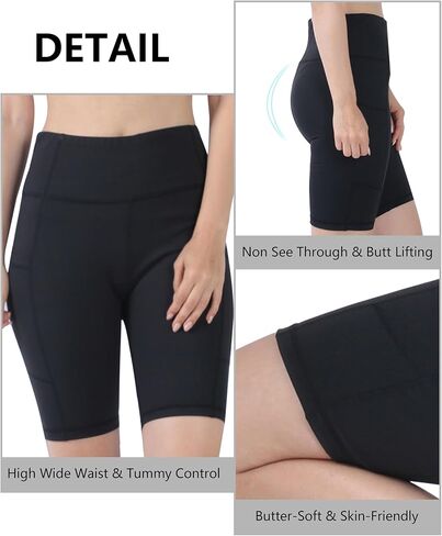 شورت يوغا نسائي عالي الخصر مع جيوب شورت رياضي للتمرين in Kuwait