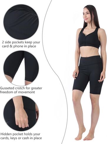شورت يوغا نسائي عالي الخصر مع جيوب شورت رياضي للتمرين in Kuwait