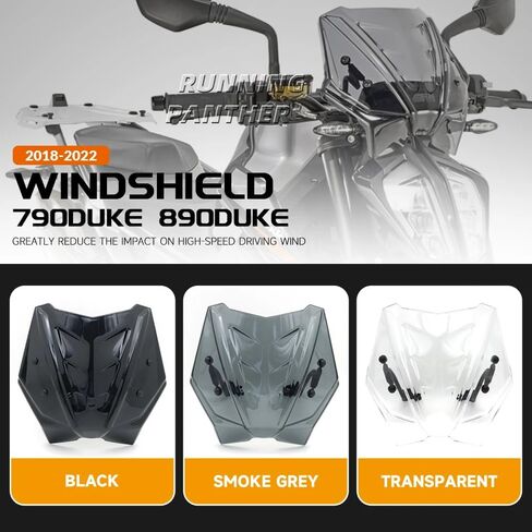 New 2018 2019 2020 2021 2022 Motorcycle Accessories Windshield Windscreen Visor Fits for 790DUKE 890DUKE 790 Duke 890 Duke Wind Deflectors (Smoke) in Saudi Arabia
