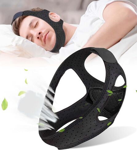 Anti Snoring Chin Strap, Upgraded Anti Snoring Devices, Adjustable & Breathable Chin Strap, Effective Snoring Solution to Stop Snoring, Black, 2 Pack in Kuwait