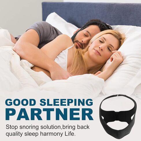 Anti Snoring Chin Strap, Upgraded Anti Snoring Devices, Adjustable & Breathable Chin Strap, Effective Snoring Solution to Stop Snoring, Black, 2 Pack in Kuwait