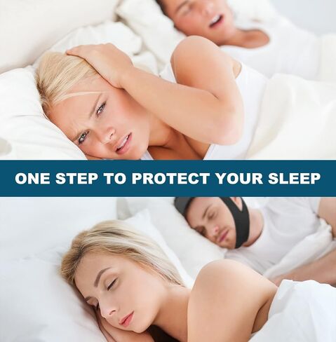 Anti Snoring Chin Strap, Upgraded Anti Snoring Devices, Adjustable & Breathable Chin Strap, Effective Snoring Solution to Stop Snoring, Black, 2 Pack in Kuwait