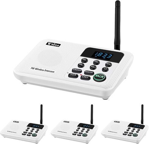 Wuloo Intercoms Wireless for Home 1 Mile Range 22 Channel 100 Digital Code Display Screen, Wireless Intercom System for Home House Business Office, Room to Room Intercom Communication (6 Packs, White) in Kuwait
