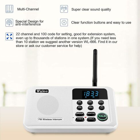 Wuloo Intercoms Wireless for Home 1 Mile Range 22 Channel 100 Digital Code Display Screen, Wireless Intercom System for Home House Business Office, Room to Room Intercom Communication (6 Packs, White) in Kuwait