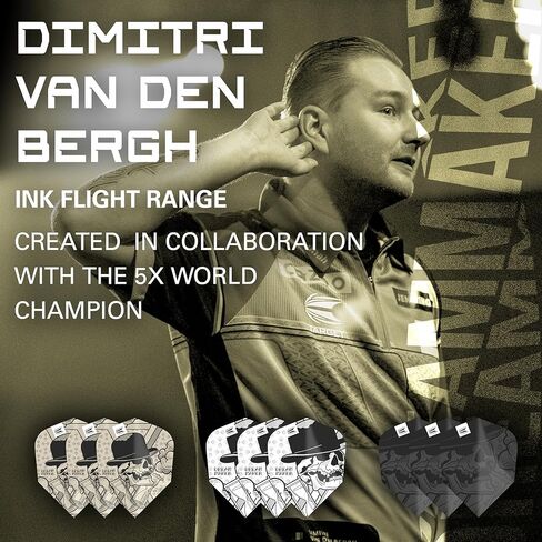 Target Darts Dimitri Van Den Bergh Ink Design Ten-X Dart Flights - مجموعة من 3 مجموعات (9 في المجموع) in Kuwait