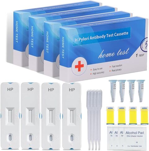 مجموعة اختبار H. Pylori، مجموعات اختبار هيليكوباكتر بيلوري في المنزل، 4 اختبارات اختبار H. Pylori اختبار H-Pylori الذاتي للاستخدام المنزلي، النتائج في 10-15 دقيقة بدقة عالية in Kuwait