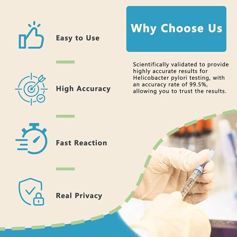 اختبار H Pylori في المنزل - مجموعة اختبار Helicobacter Pylori - اختبار ذاتي سريع ودقيق ومريح، يتضمن اختبارين، يتم الحصول على النتائج في 10-15 دقيقة، in Kuwait
