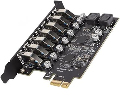 بطاقة توسيع PCIE ذات 7 منافذ USB 3.2 GEN1، نقل عالي السرعة بسرعة 5 جيجابت في الثانية PCI Express USB إضافة إلى بطاقة الكمبيوتر المكتبي وبطاقة توسيع PCIE إلى USB Universal للفوز بنظام التشغيل Linux in Kuwait