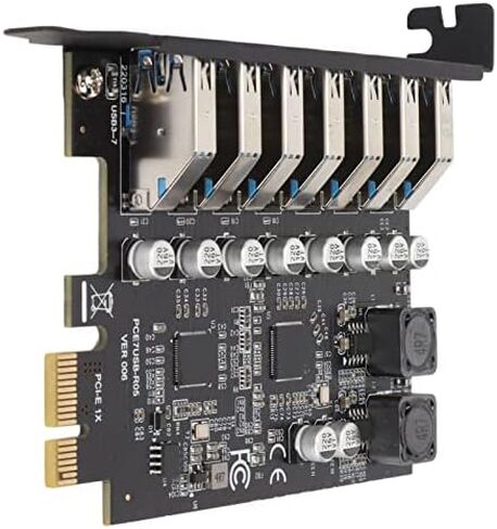 بطاقة توسيع PCIE ذات 7 منافذ USB 3.2 GEN1، نقل عالي السرعة بسرعة 5 جيجابت في الثانية PCI Express USB إضافة إلى بطاقة الكمبيوتر المكتبي وبطاقة توسيع PCIE إلى USB Universal للفوز بنظام التشغيل Linux in Kuwait